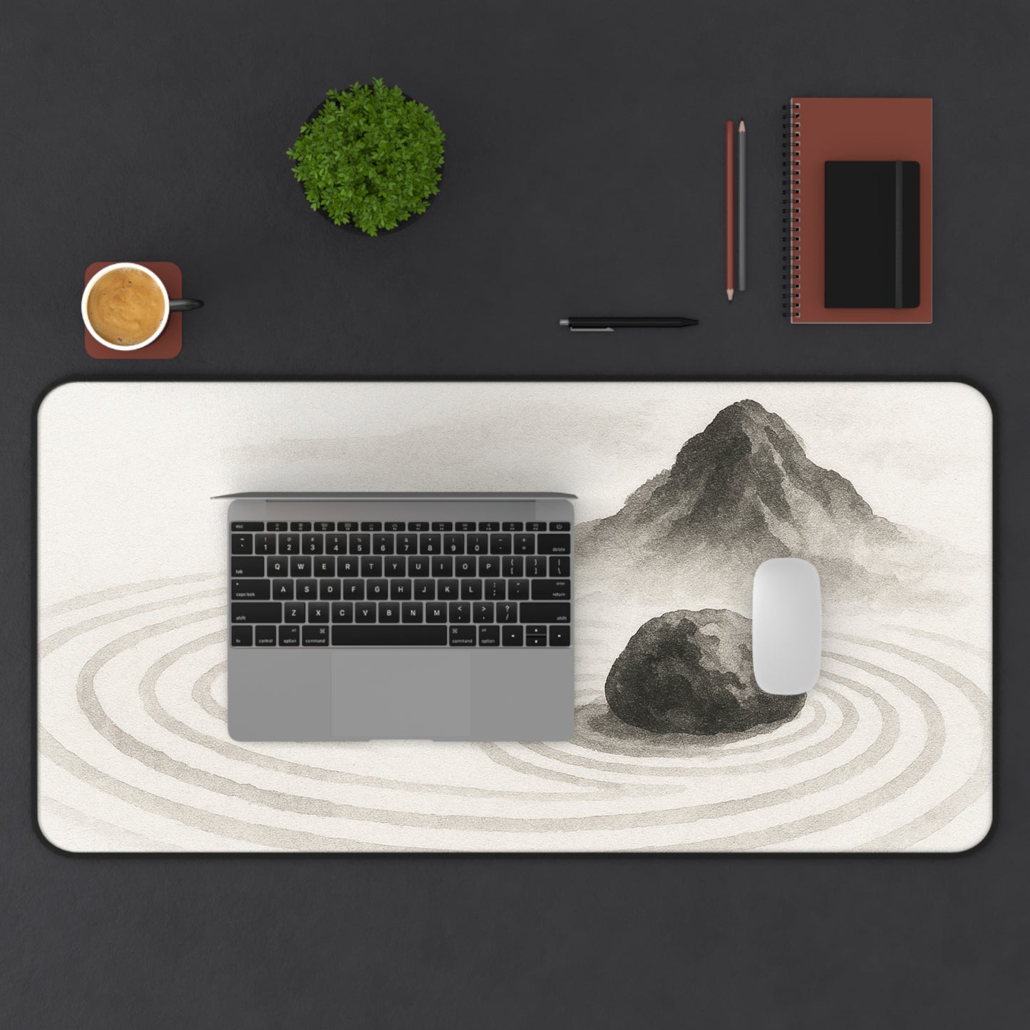 Zen Landscape Desk Mat, Meditation Office Decor, Japanese Inspired Desk Pad, Workspace Essentials, Gift for Home Office