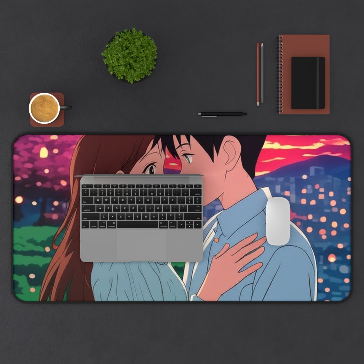 Romantic Anime Desk Mat | Gaming Decor, Office Gift, Anime Lover's Accessory, Valentine's Day, Workstation Decor