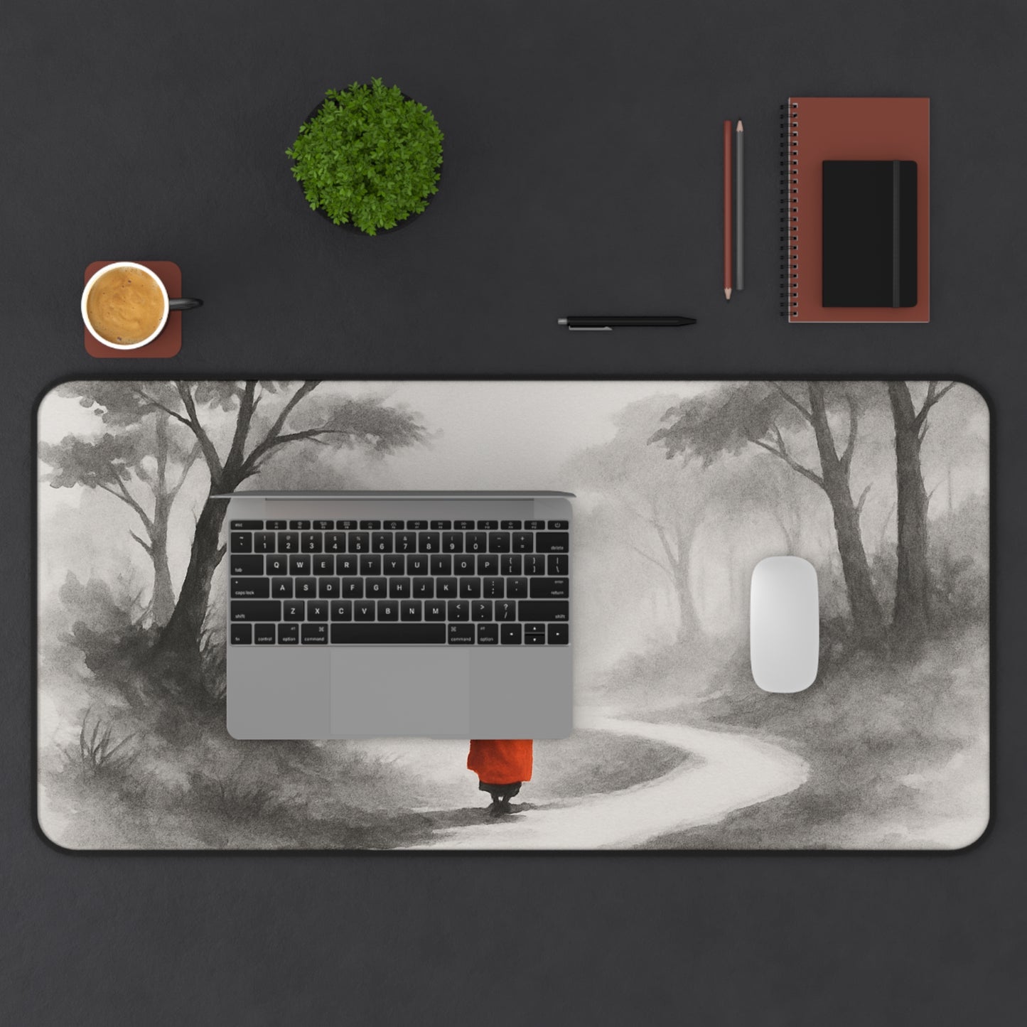 Peaceful Landscape Desk Mat, Meditation Desk Accessory, Office Decor, Zen Yoga Gift, Calm Workspace, Perfect for Mindfulness