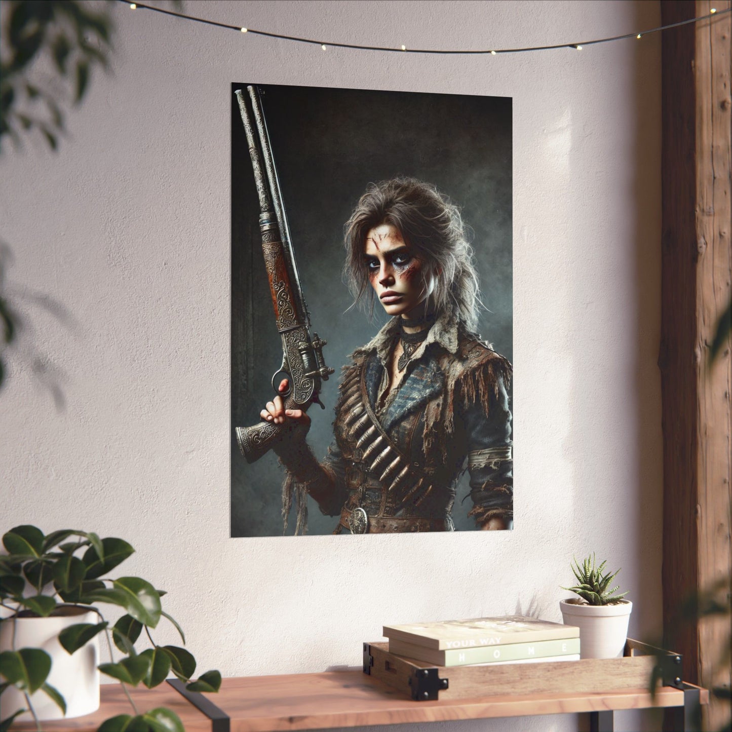 Vertical Poster - Fierce Gun-Wielding Warrior Art