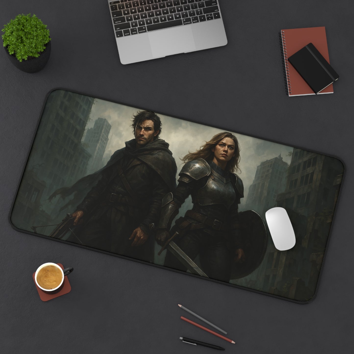 Epic Warrior-Themed Desk Mat – Premium Non-Slip Gaming & Work Surface