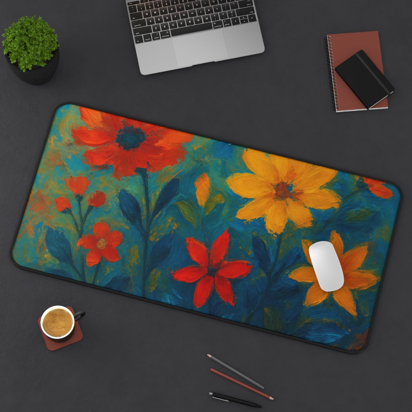 Floral Desk Mat - Vibrant Office Decor for Students & Professionals, Bright Workstation Gift, Home Office Essentials
