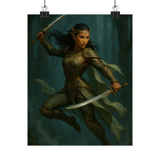 "Queen of the Mistblade" – Matte Vertical Fantasy Poster