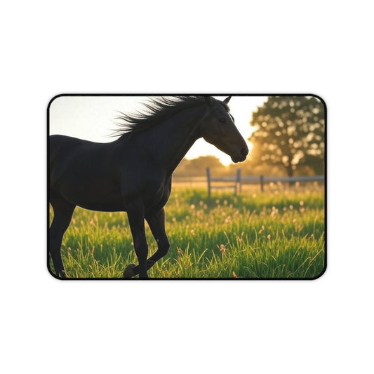 Elegant Horse Desk Mat, Black Horse Mouse Pad, Office Decor, Equestrian Gifts, Rustic Home Office Accessories