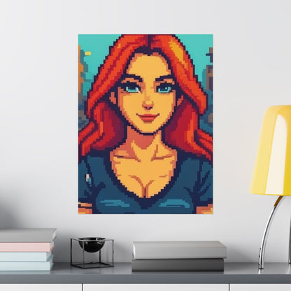 Retro 2D Warzone 16-Bit Pixel Art Matte Vertical Poster – Gaming Décor