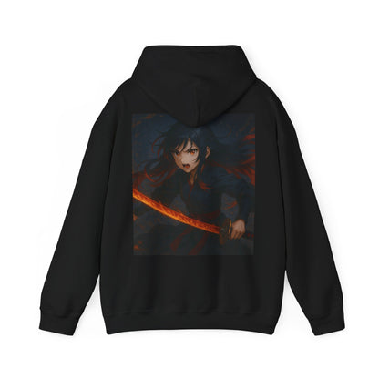 Fierce Samurai Hoodie, Anime Sweatshirt, Unisex Heavy Blend Hoodie, Cosplay Apparel, Gift for Anime Lovers