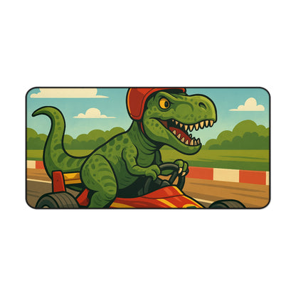 Dino Racer Desk Mat – T-Rex in a Go-Kart | Fun Gaming & Study Mat for Kids & Creators