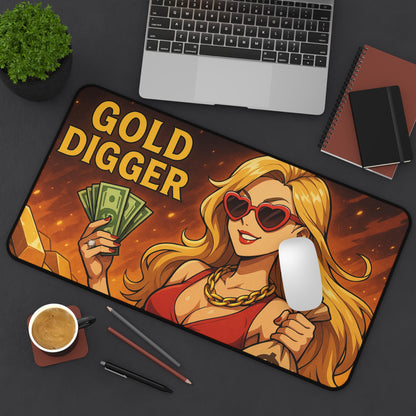 Gold Digger Desk Mat - Fun Office Decor, Gamer Mouse Pad, Gift for Her, Stylish Workspace, Trendy Desk Accessories