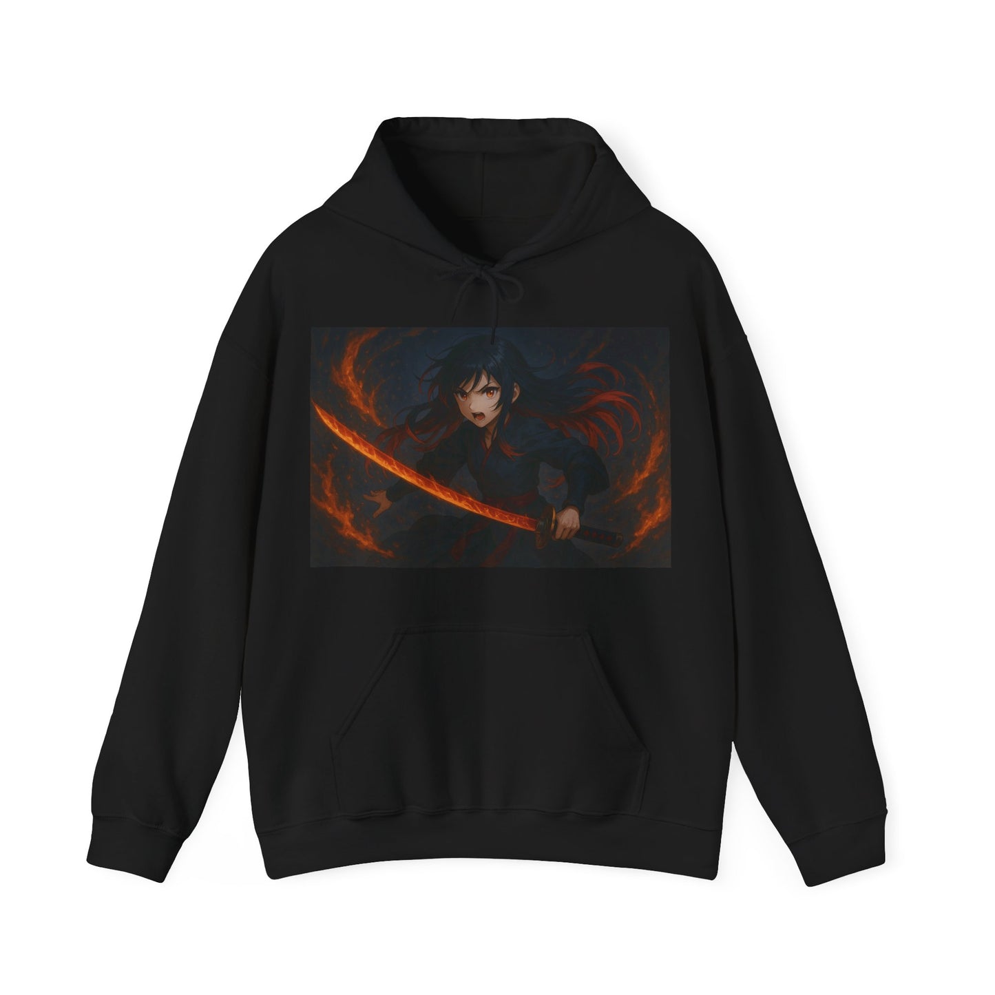 Fierce Samurai Hoodie, Anime Sweatshirt, Unisex Heavy Blend Hoodie, Cosplay Apparel, Gift for Anime Lovers
