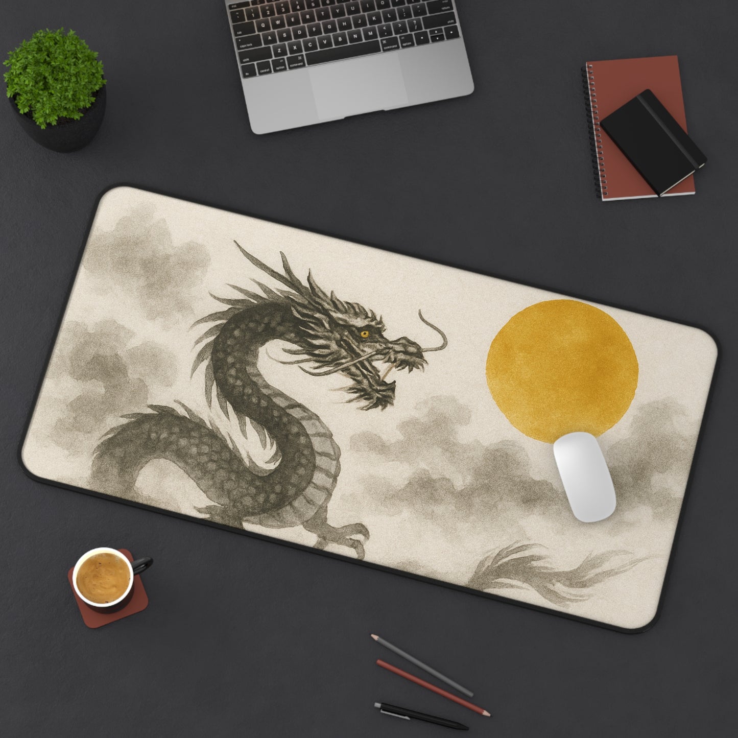 Elegant Dragon Desk Mat - Stylish Home Office Décor, Gaming Mat, Thoughtful Gift for Gamers & Professionals, Asian Aesthetic