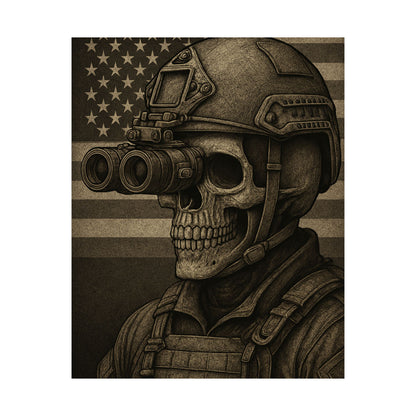 Silent Sentinel – Military Skull with Night Vision Matte Poster