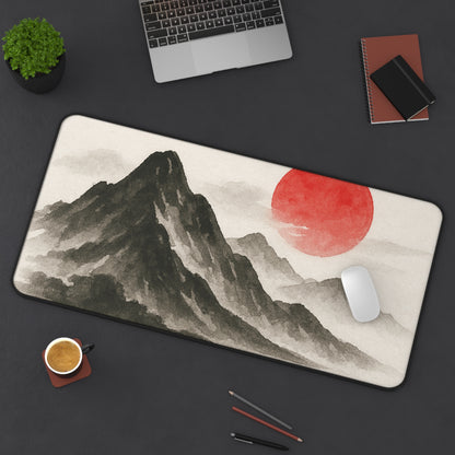 Mountain Sunrise Desk Mat - Zen Office Decor, Japanese Style, Gift for Students, Home Office Accessories, Asian Aesthetic