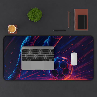 Futuristic Soccer Gamer Desk Mat – Where Esports Meets the Beautiful Game