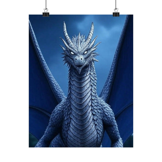 Dragon Wall Art, Matte Vertical Posters, Fantasy Home Decor, Unique Blue Dragon Art Print, Gift for Fantasy Lovers, Poster Prints, Wall