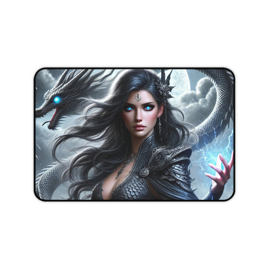 Mystical Dragon & Sorceress Desk Mat  Fantasy Gaming Pad for Writers, Gamers  Artists