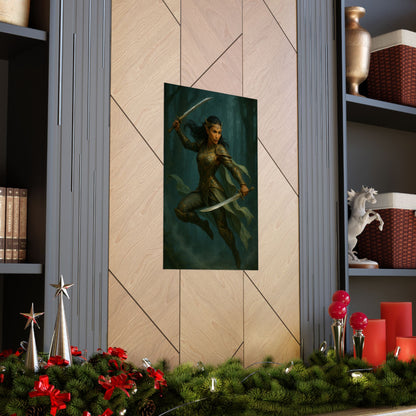 "Queen of the Mistblade" – Matte Vertical Fantasy Poster