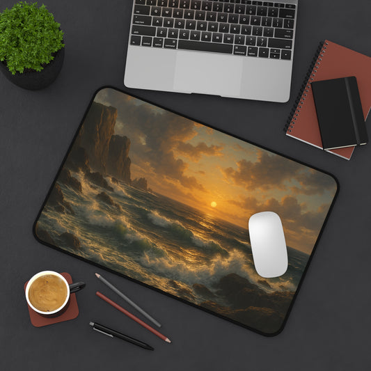 Coastal Sunset Desk Mat, Ocean Theme Mouse Pad, Office Decor, Gift for Beach Lovers, Home Office Accessory, Nautical Decor