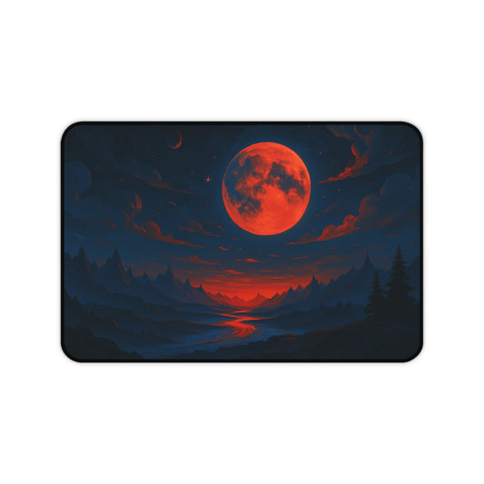 Mystical Moonlit Landscape Desk Mat, Office Decor, Gaming Mouse Pad, Cozy Workspace Accessories, Gift for Nature Lovers