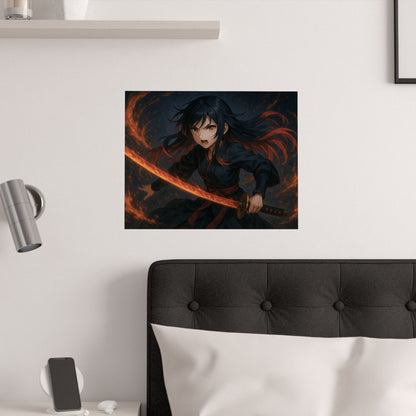 Dynamic Anime Art Satin Poster, Bold Artwork, Manga Decor Wall Art, Unique Gift for Fans, Room Aesthetic