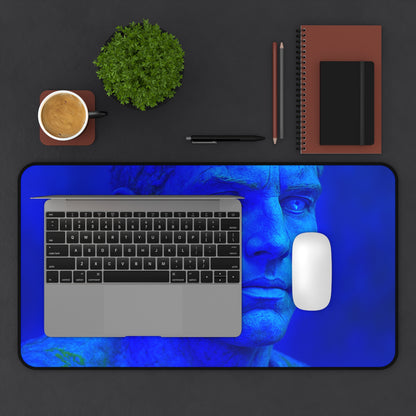 Blue Sculpture Desk Mat - Artistic Mouse Pad, Office Decor, Home Workspace, Gifts for Artists, Unique Desk Accessories