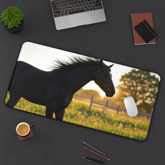 Elegant Horse Desk Mat, Black Horse Mouse Pad, Office Decor, Equestrian Gifts, Rustic Home Office Accessories