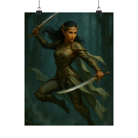 "Queen of the Mistblade" – Matte Vertical Fantasy Poster