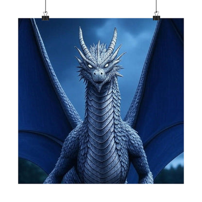 Dragon Wall Art, Matte Vertical Posters, Fantasy Home Decor, Unique Blue Dragon Art Print, Gift for Fantasy Lovers, Poster Prints, Wall