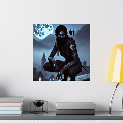 Vertical Poster - Mystical Moonlit Fantasy Dark Elf Design