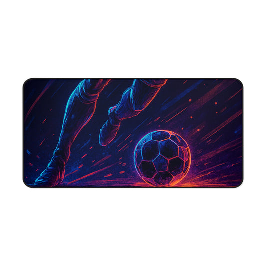 Futuristic Soccer Gamer Desk Mat – Where Esports Meets the Beautiful Game