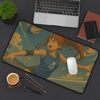 Sporty Volleyball Desk Mat, Gamer Mouse Pad, Anime Office Accessory, Fun Gift for Athletes, Unique Desk Decor