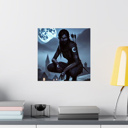 Vertical Poster - Mystical Moonlit Fantasy Dark Elf Design