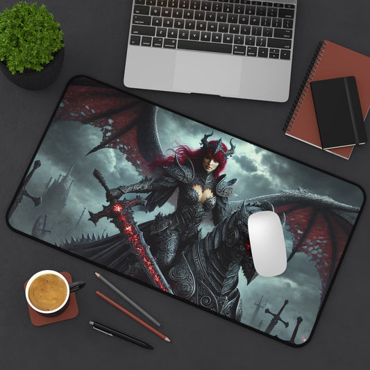 “Dark Empress of the Void” Premium Desk Mat – Epic Fantasy Dragon Knight Design