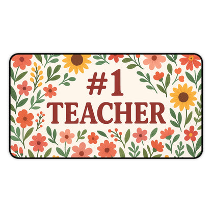 Floral #1 Teacher Desk Mat, Gift for Educators, Home Office Decor, Teacher Appreciation, Classroom Accessory