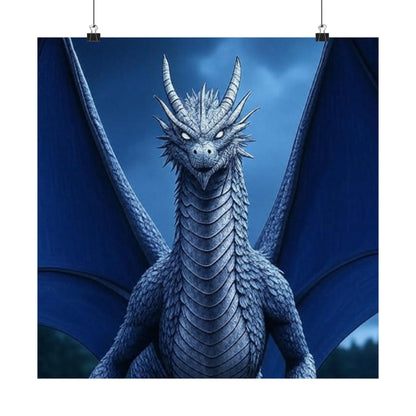 Dragon Wall Art, Matte Vertical Posters, Fantasy Home Decor, Unique Blue Dragon Art Print, Gift for Fantasy Lovers, Poster Prints, Wall