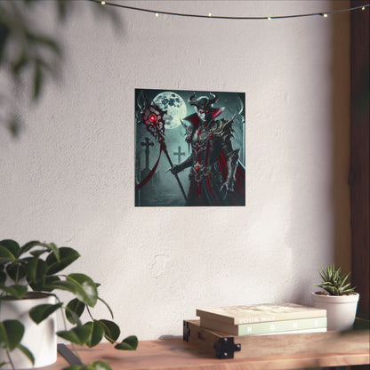 Gothic Fantasy Vertical Poster – Dark Vampire Warrior with Spear