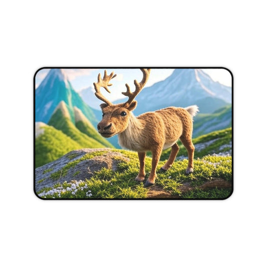Whimsical Reindeer Desk Mat, Cozy Desk Decor, Office Mouse Pad, Nature Themed Gift, Holiday Home Office Accessory