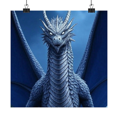 Dragon Wall Art, Matte Vertical Posters, Fantasy Home Decor, Unique Blue Dragon Art Print, Gift for Fantasy Lovers, Poster Prints, Wall