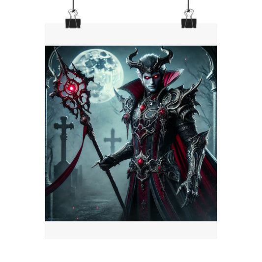Gothic Fantasy Vertical Poster – Dark Vampire Warrior with Spear