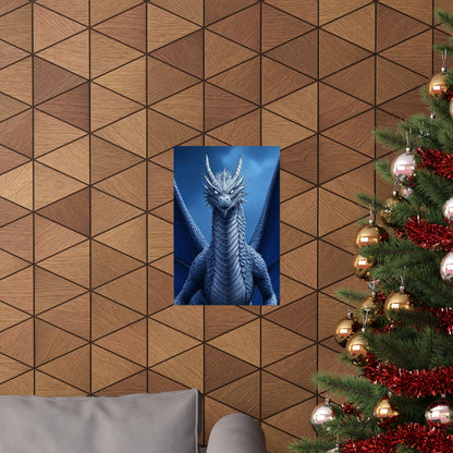 Dragon Wall Art, Matte Vertical Posters, Fantasy Home Decor, Unique Blue Dragon Art Print, Gift for Fantasy Lovers, Poster Prints, Wall
