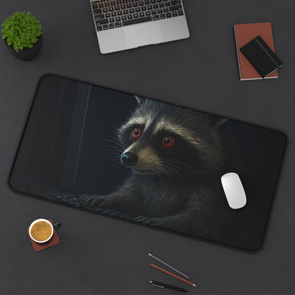 Late Night Raccoon Gaming Desk Mat – Neoprene Comfort & Style