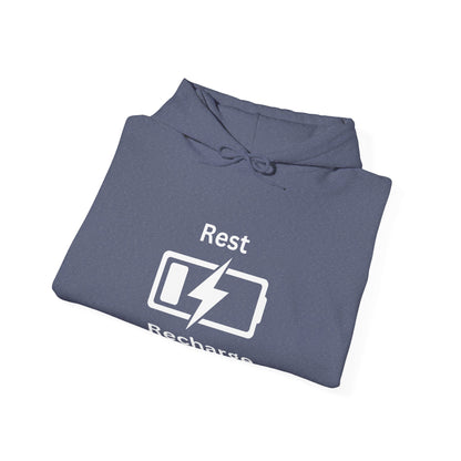 Rest Recharge Hoodie - Unisex Heavy Blend Sweatshirt for Relaxation