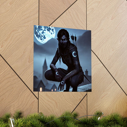 Vertical Poster - Mystical Moonlit Fantasy Dark Elf Design