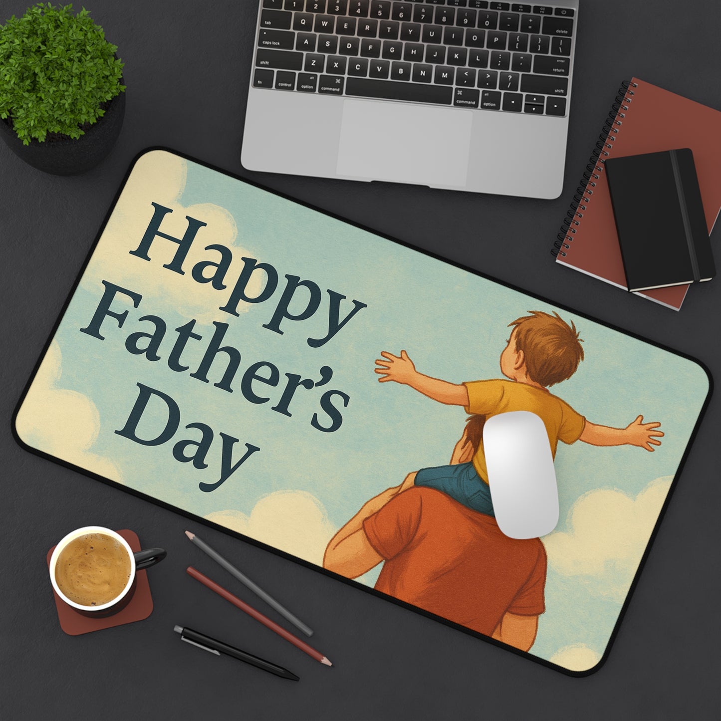 Happy Fathers Day Desk Mat, Personalized Desk Accessories, Office Gifts for Dads, Home Office Decor, Unique Fathers Day Gift