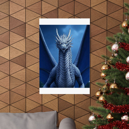 Dragon Wall Art, Matte Vertical Posters, Fantasy Home Decor, Unique Blue Dragon Art Print, Gift for Fantasy Lovers, Poster Prints, Wall
