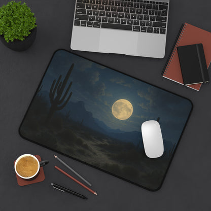 Desert Moon Desk Mat, Mystical Cactus Desk Pad, Home Office Decor, Personalized Gift for Nature Lovers, Elegant Workspace Accessory