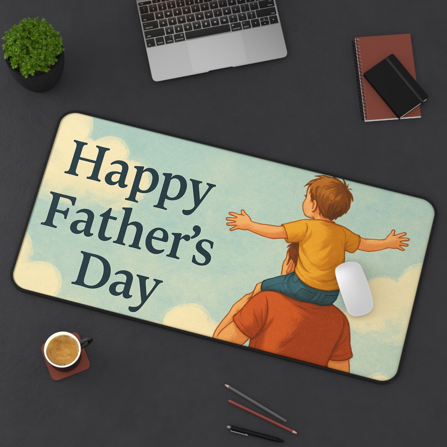 Happy Fathers Day Desk Mat, Personalized Desk Accessories, Office Gifts for Dads, Home Office Decor, Unique Fathers Day Gift