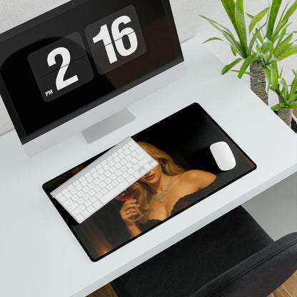 Elegant Blonde Goddess Desk Mat – Luxury Office & Gaming Surface | Arctic Threadwork