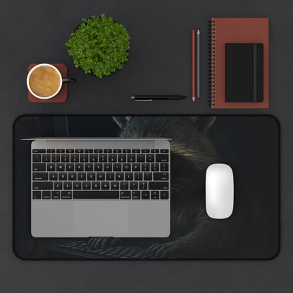 Late Night Raccoon Gaming Desk Mat – Neoprene Comfort & Style