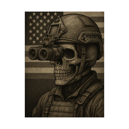 Silent Sentinel – Military Skull with Night Vision Matte Poster