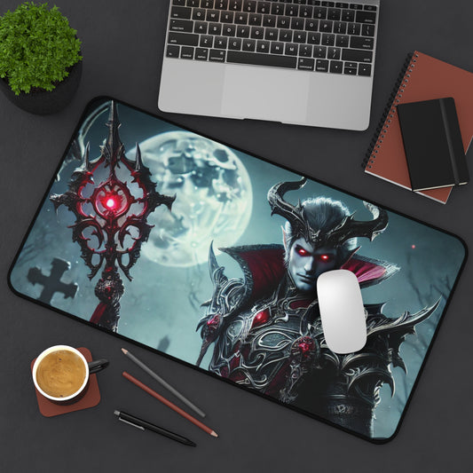 Gothic Fantasy Gaming Desk Mat – Vampire Warrior with Spear